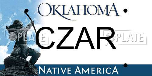 CZAR Oklahoma License Plate