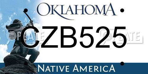 CZB525 Oklahoma License Plate