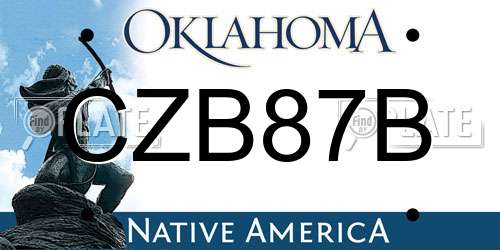 CZB87B Oklahoma License Plate