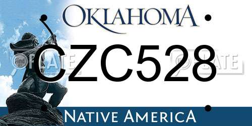 CZC528 Oklahoma License Plate