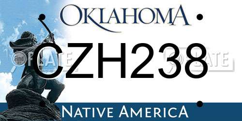 CZH238 Oklahoma License Plate