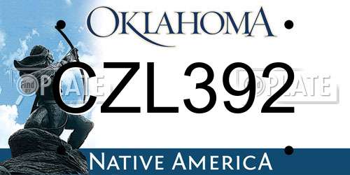 CZL392 Oklahoma License Plate