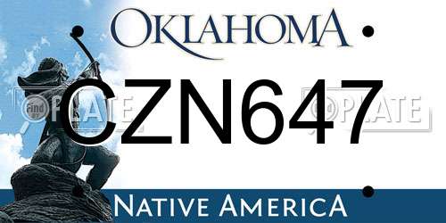CZN647 Oklahoma License Plate