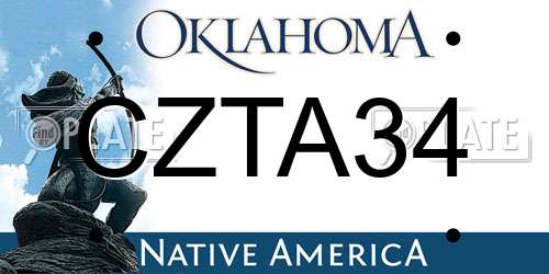 CZTA34 Oklahoma License Plate