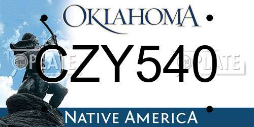 CZY540 Oklahoma License Plate