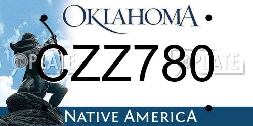 CZZ780 Oklahoma License Plate