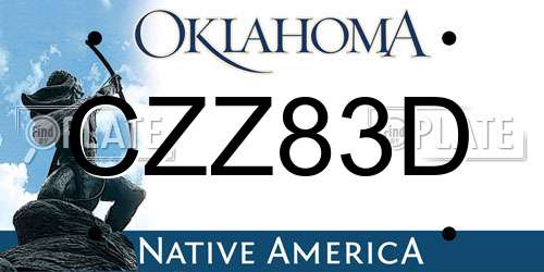 CZZ83D Oklahoma License Plate