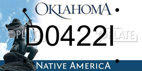 D0422I Oklahoma License Plate
