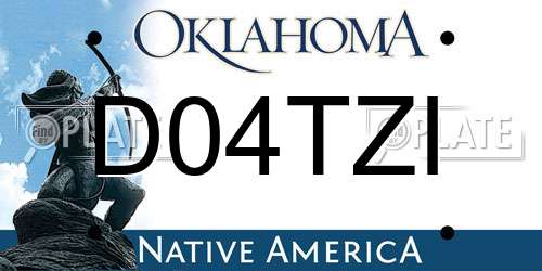 D04TZI Oklahoma License Plate
