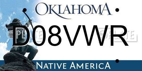 D08VWR Oklahoma License Plate