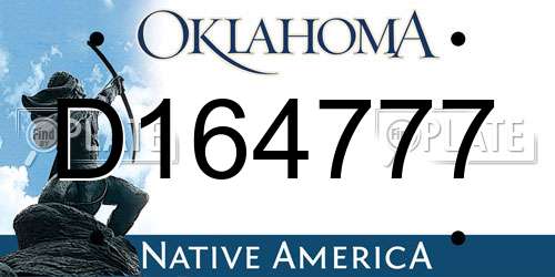 D164777 Oklahoma License Plate