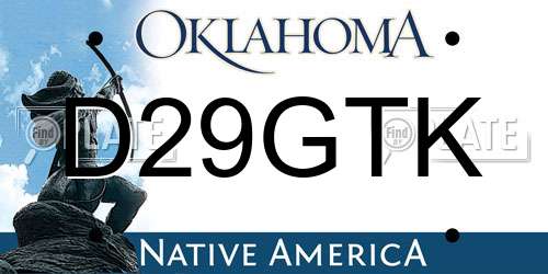 D29GTK Oklahoma License Plate