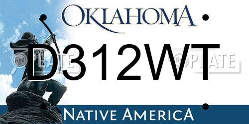 D312WT Oklahoma License Plate