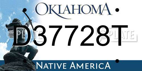 D37728T Oklahoma License Plate