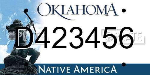 D423456 Oklahoma License Plate