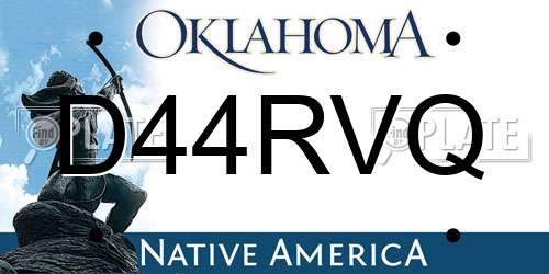 D44RVQ Oklahoma License Plate
