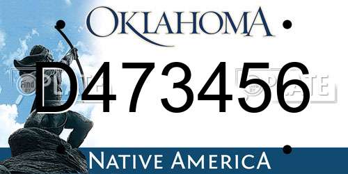 D473456 Oklahoma License Plate