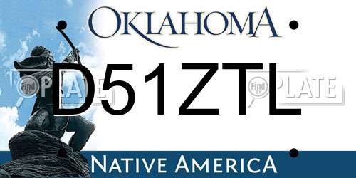 D51ZTL Oklahoma License Plate