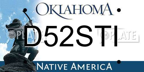D52STI Oklahoma License Plate