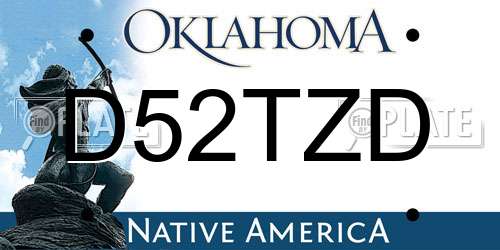 D52TZD Oklahoma License Plate
