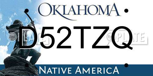 D52TZQ Oklahoma License Plate