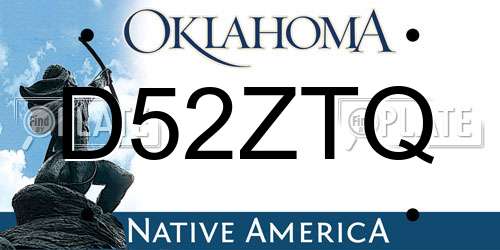 D52ZTQ Oklahoma License Plate