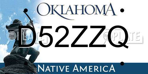 D52ZZQ Oklahoma License Plate