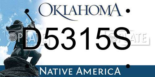 D5315S Oklahoma License Plate