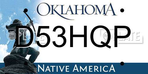 D53HQP Oklahoma License Plate