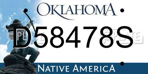D58478S Oklahoma License Plate