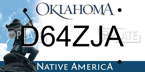D64ZJA Oklahoma License Plate