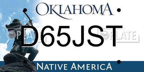 D65JST Oklahoma License Plate