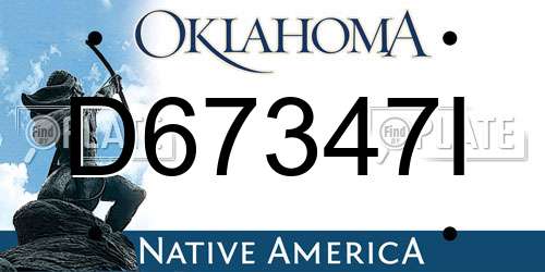 D67347I Oklahoma License Plate