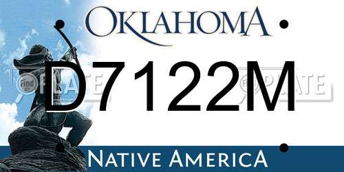 D7122M Oklahoma License Plate