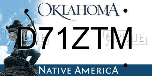 D71ZTM Oklahoma License Plate