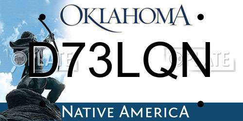 D73LQN Oklahoma License Plate