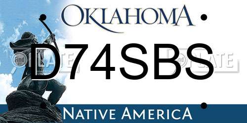 D74SBS Oklahoma License Plate