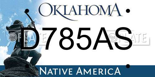 D785AS Oklahoma License Plate