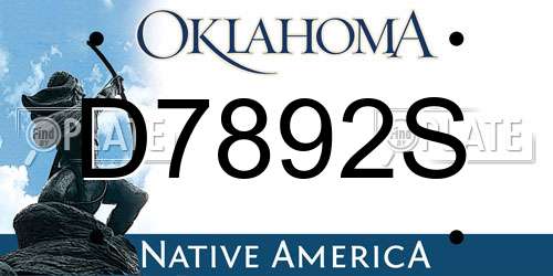 D7892S Oklahoma License Plate