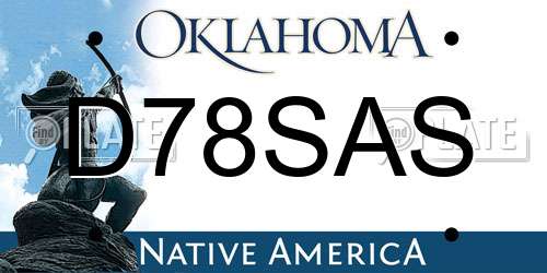 D78SAS Oklahoma License Plate