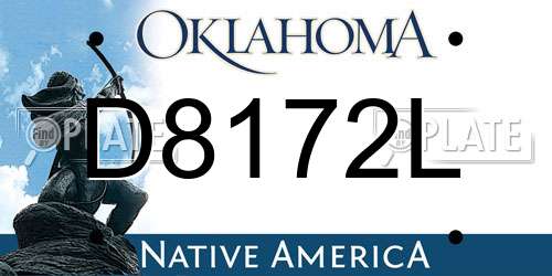 D8172L Oklahoma License Plate