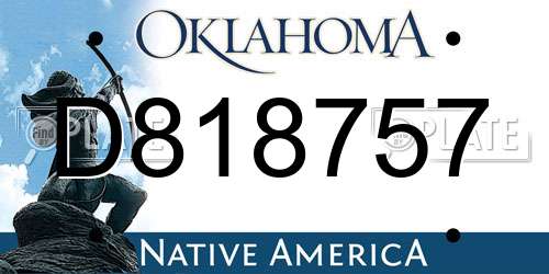 D818757 Oklahoma License Plate