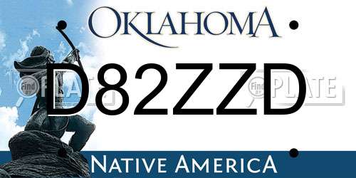 D82ZZD Oklahoma License Plate