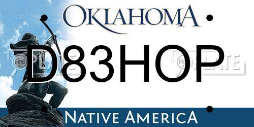 D83HOP Oklahoma License Plate