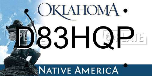 D83HQP Oklahoma License Plate