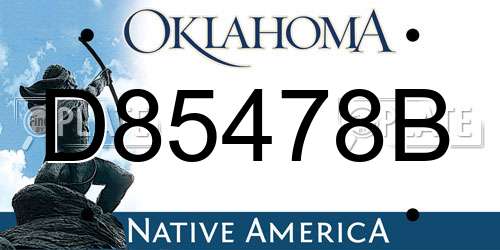 D85478B Oklahoma License Plate