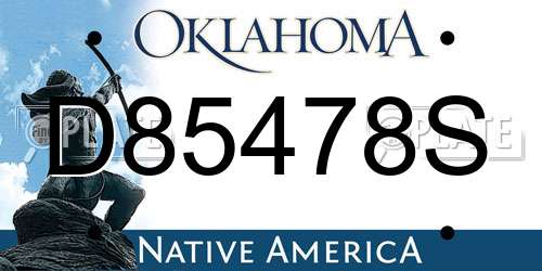 D85478S Oklahoma License Plate