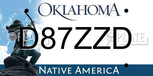 D87ZZD Oklahoma License Plate