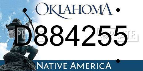D884255 Oklahoma License Plate
