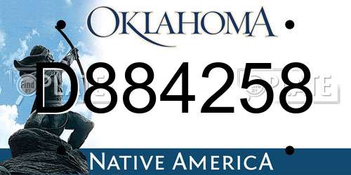 D884258 Oklahoma License Plate